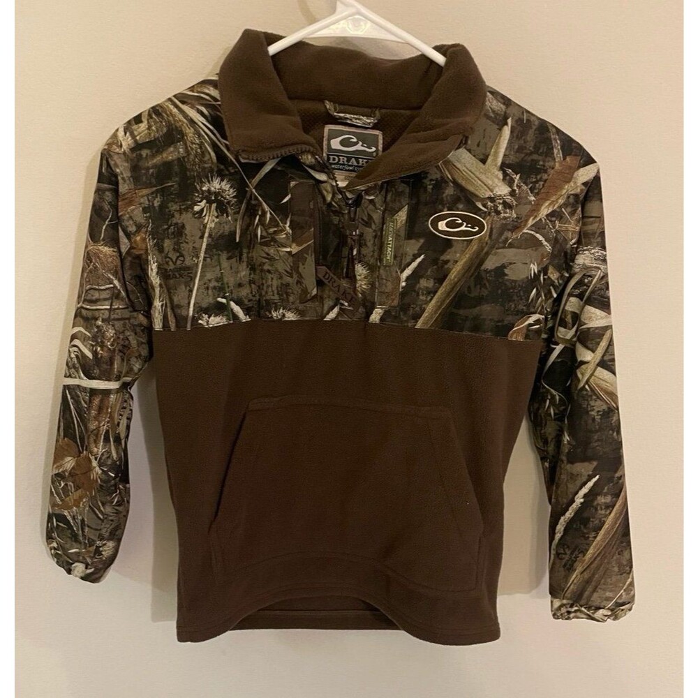 Drake Waterfowl Camo Camouflage Hunting Fleece, Size Youth 8